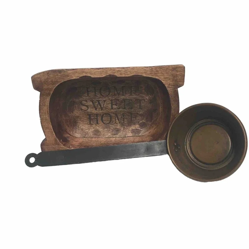 Primitive Copper Ladle w/Long Black Metal Hanging Handle 12